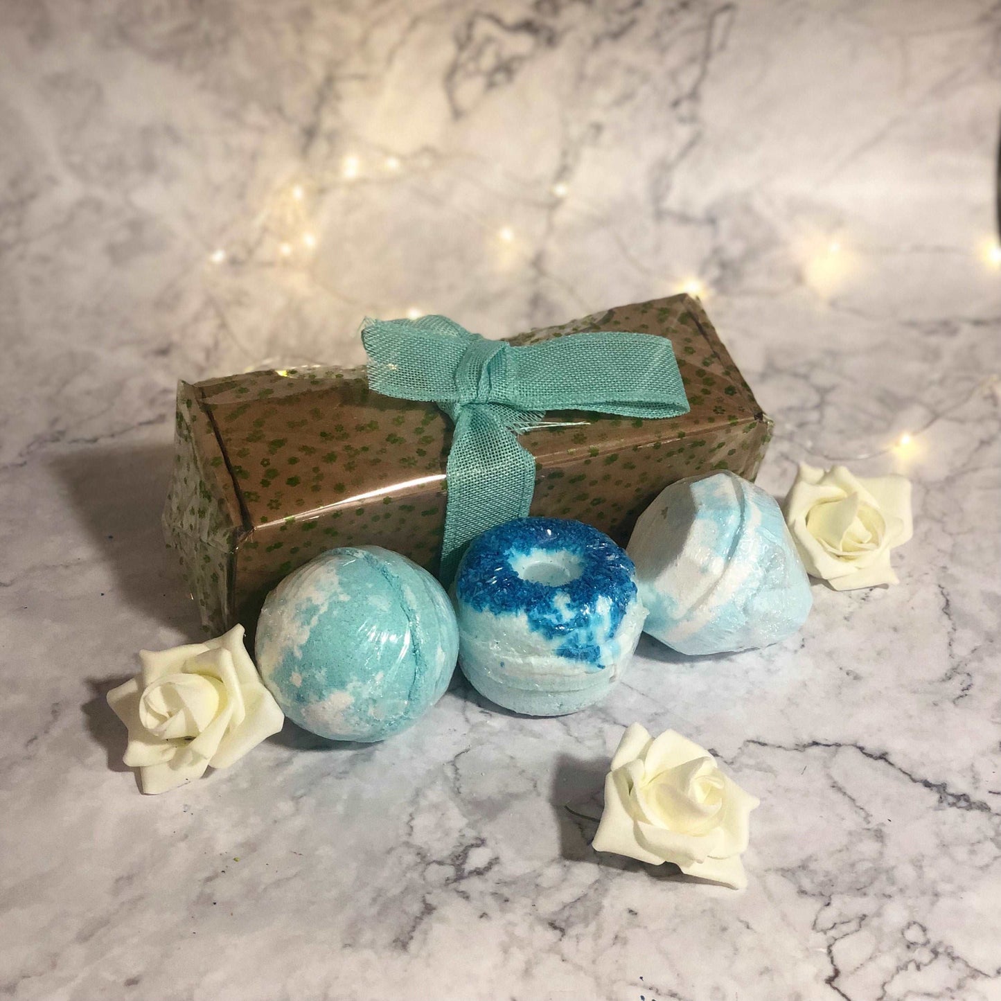 Set Of 3 Donut Bath bombs - Five, Blueberry, Blue Belle