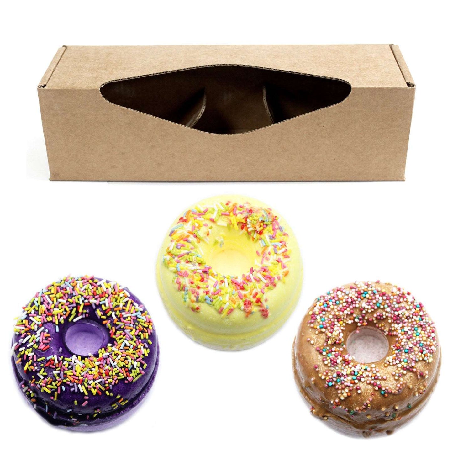 Set Of 3 Donut Bathbombs - Caramel, Meringue, Almond