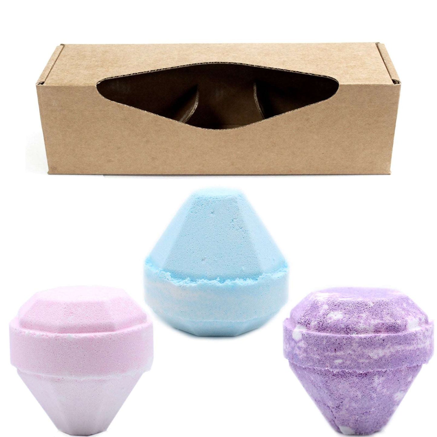 Set Of 3 Gemstone Bath bombs - Pink Panther, Blue Belle, Delphi Sapphire