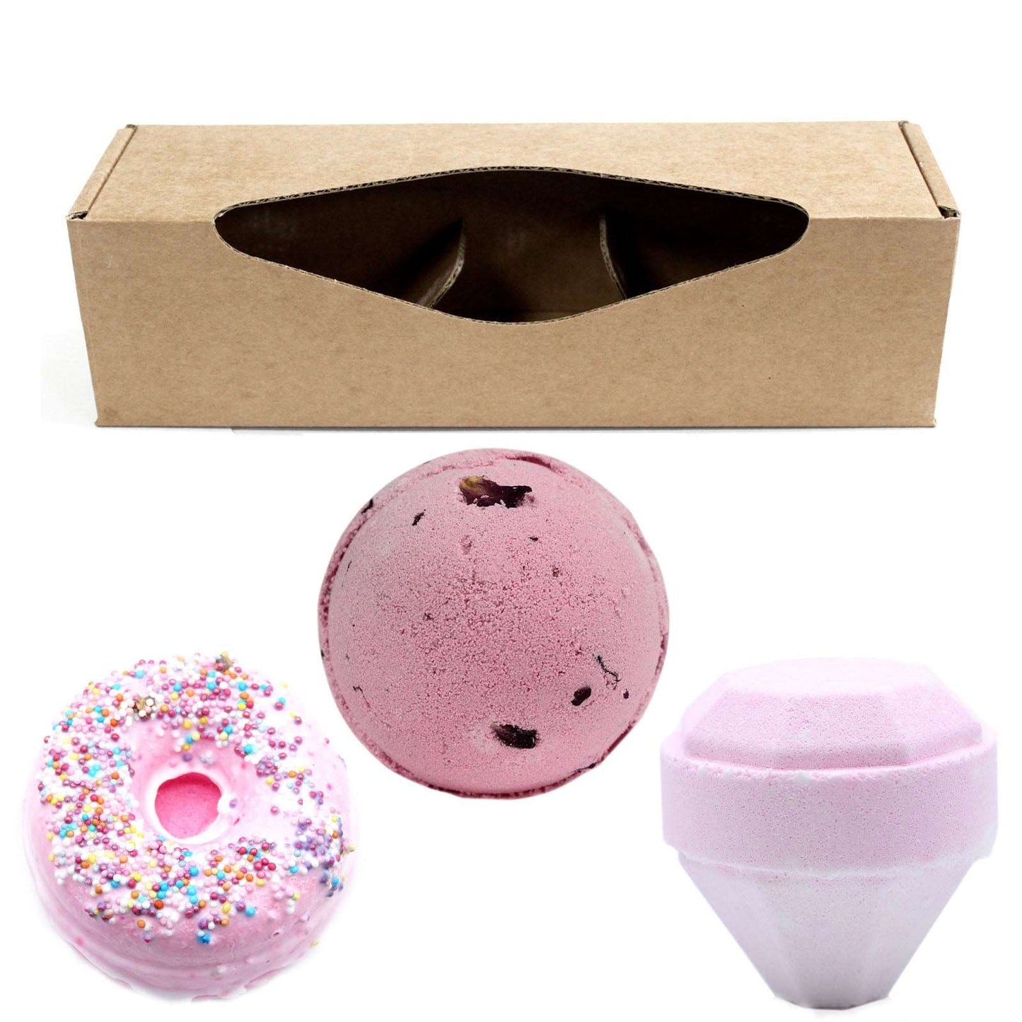 Set Of 3 Donut Bath bombs - Rose, Raspberry, Pink Panther