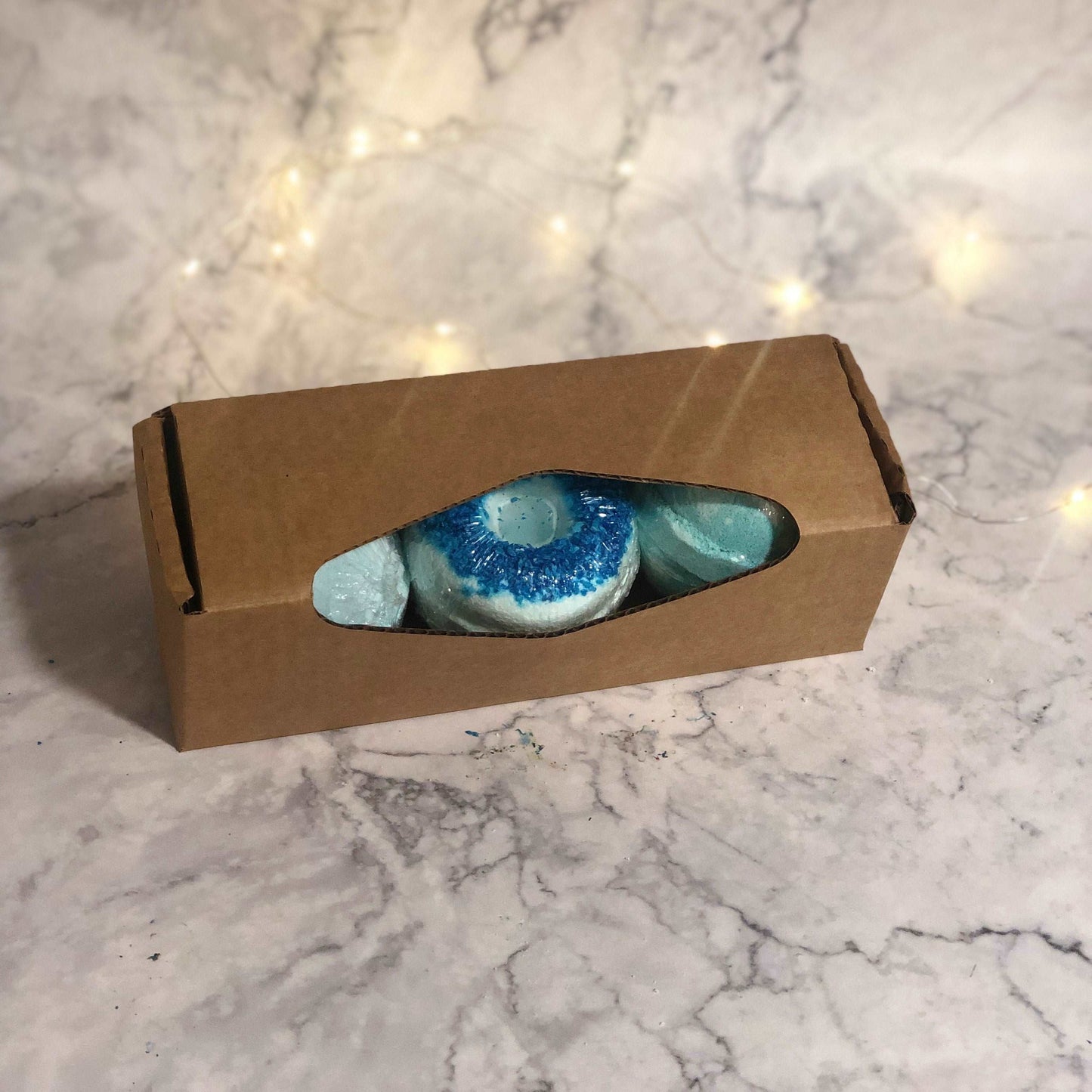 Set Of 3 Donut Bath bombs - Five, Blueberry, Blue Belle