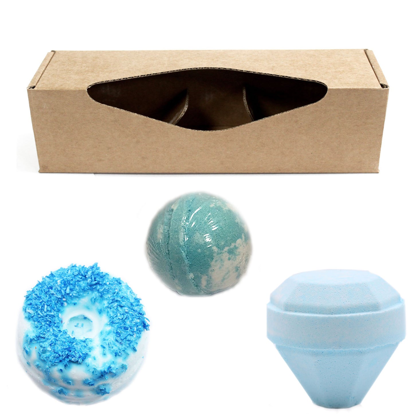 Set Of 3 Donut Bath bombs - Five, Blueberry, Blue Belle