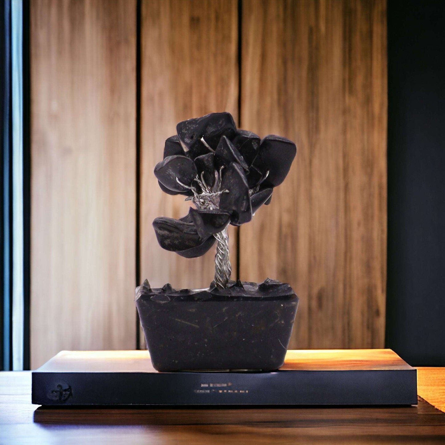 Mini Gemstone Tree On Orgonite Base - Black Agate (15 stones)