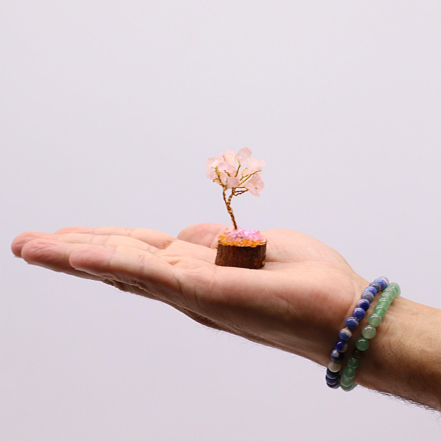 Mini Gemstone Tree On Wood Base - Rock Quartz (15 stones)