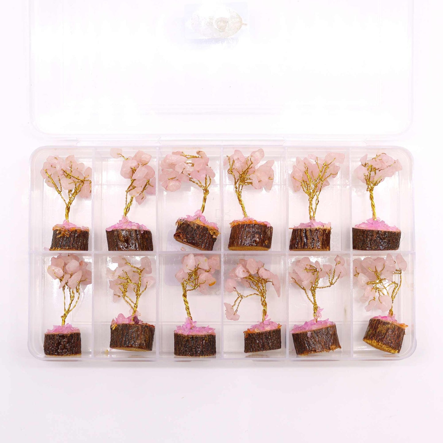 Mini Gemstone Tree On Wood Base - Rock Quartz (15 stones)