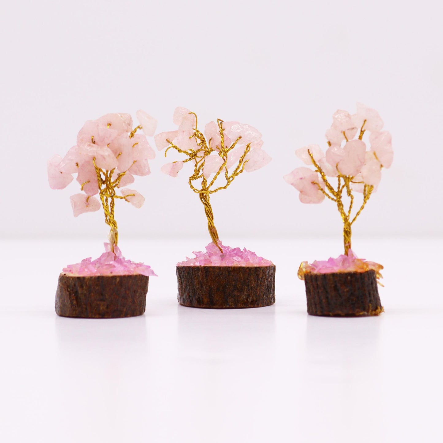 Mini Gemstone Tree On Wood Base - Rock Quartz (15 stones)