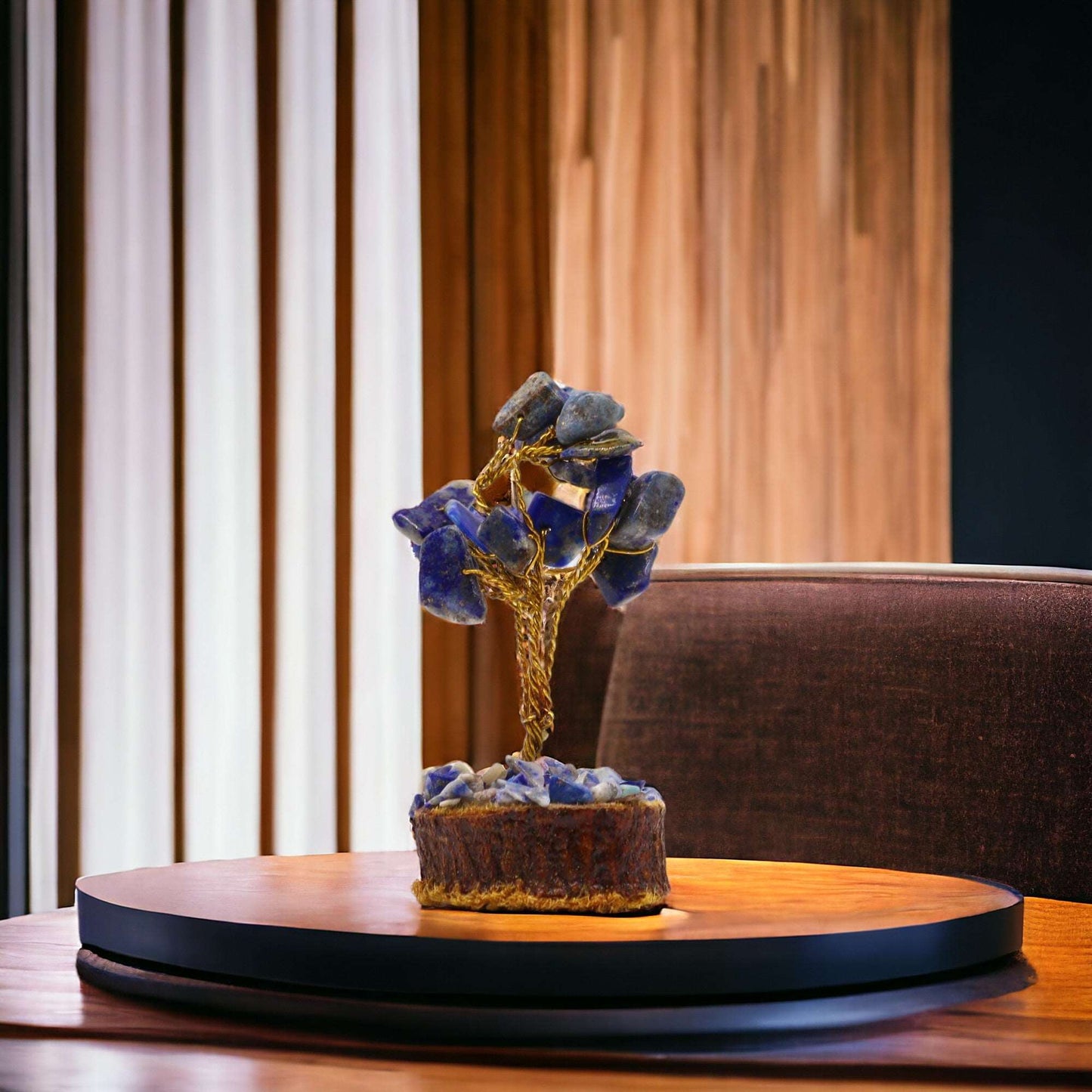 Mini Gemstone Tree On Wood Base - Sodalite (15 stones)