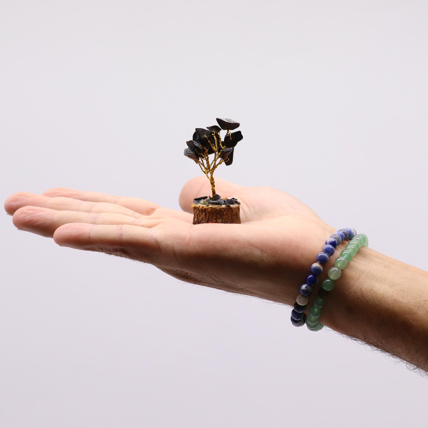 Mini Gemstone Tree On Wood Base - Tigereye (15 stones)