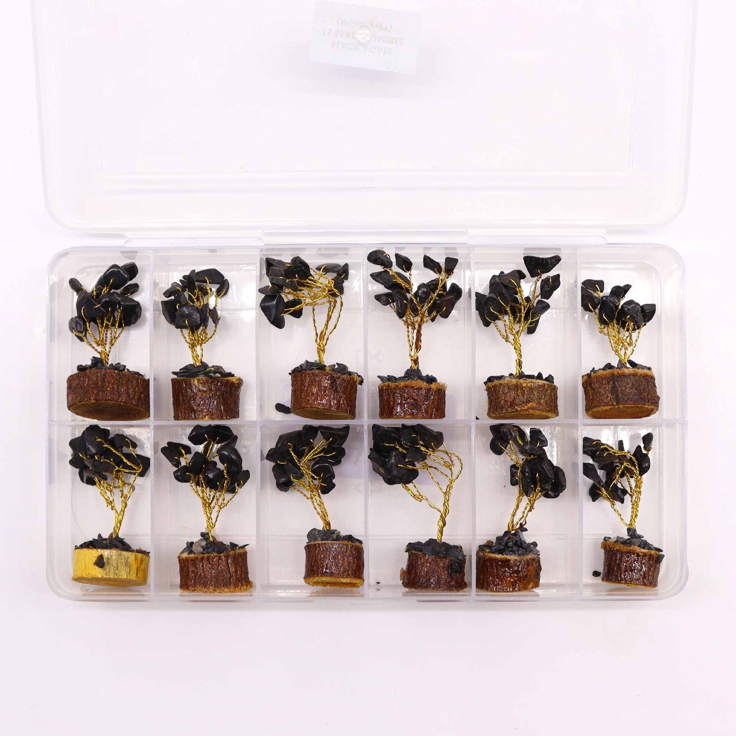 Mini Gemstone Tree On Wood Base - Tigereye (15 stones)
