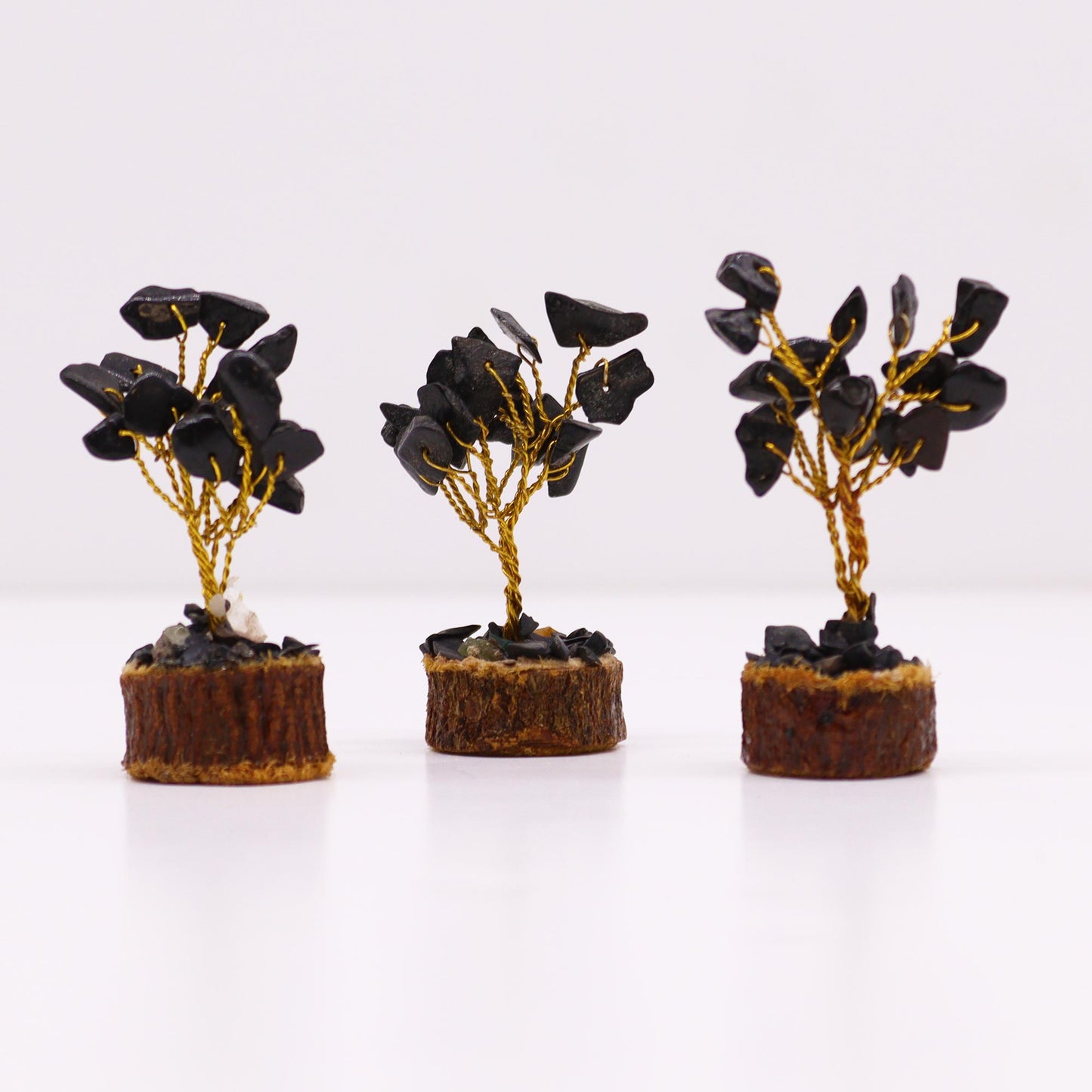 Mini Gemstone Tree On Wood Base - Tigereye (15 stones)