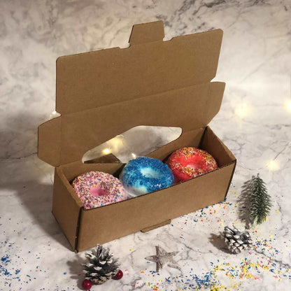 Set Of 3 Donut Bath bombs  - Blueberry, Raspberry, Strawberry